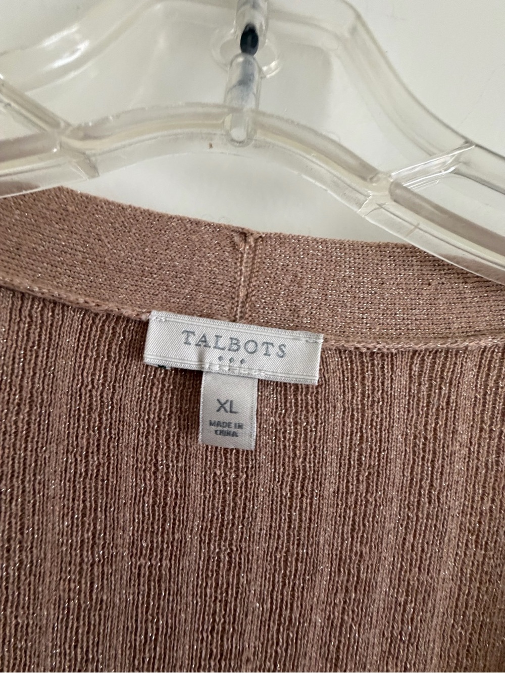 Talbots Ribbed Button-Front Cardigan Sweater Set - Tan - Picture 3 of 9